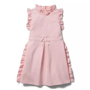 Janie and Jack Girls Double Bow Pink Ponte Ruffle Dress